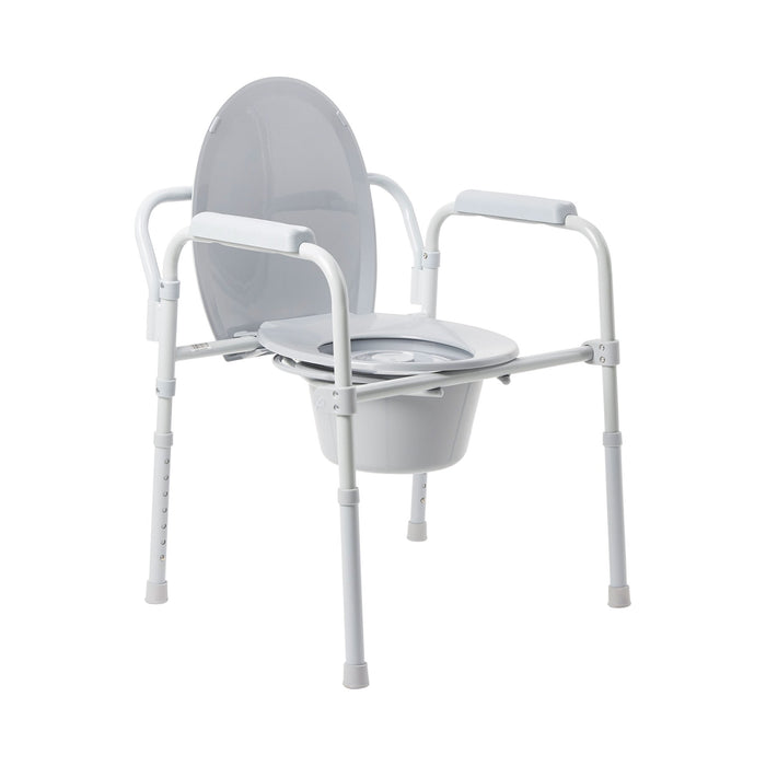 McKesson-146-11148N-4 Folding Commode Chair Fixed Arm Steel Frame Back Bar 13-1/4 Inch Seat Width