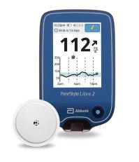 Abbott-71992-01 Continuous Blood Glucose Sensor Kit FreeStyle Libre 2 1 Second Results Stores up to 8 Hours No Coding Required