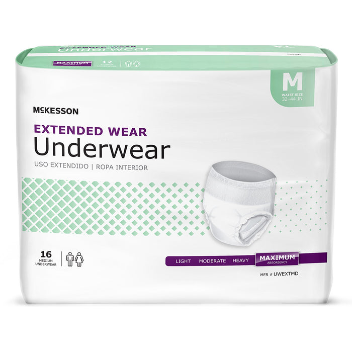 McKesson-UWEXTMD Unisex Adult Absorbent Underwear Pull On with Tear Away Seams Medium Disposable Heavy Absorbency