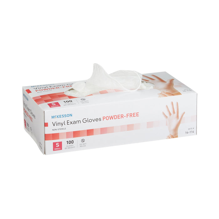 McKesson-14-114 Exam Glove Small NonSterile Vinyl Standard Cuff Length Smooth Clear Not Chemo Approved