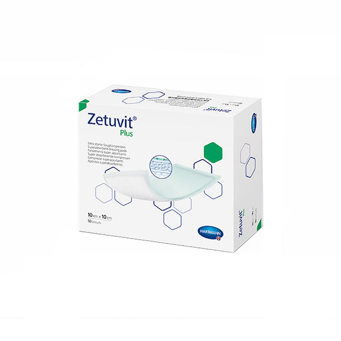 Hartmann-413110 Super Absorbent Dressing Zetuvit Plus 4 X 4 Inch Nonwoven / Cellulose / Polyacrylate Polymers / Polypropylene Nonwoven Square Sterile