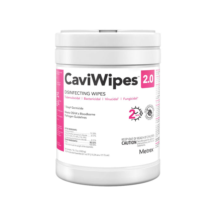 Metrex Research-14-1100 CaviWipes 2.0 Surface Disinfectant Premoistened Manual Pull Wipe 160 Count Canister Alcohol Scent NonSterile