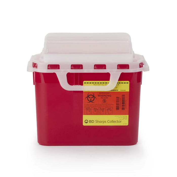 BD-305426 Sharps Container BD 12 H X 12 W X 4-4/5 D Inch 5.4 Quart Red Base / White Lid Horizontal Entry
