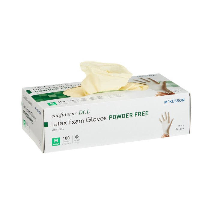 McKesson-14-316 Exam Glove Confiderm Medium NonSterile Latex Standard Cuff Length Smooth Ivory Not Chemo Approved