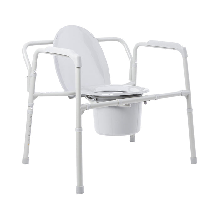 McKesson-146-11117N-1 Folding Commode Chair Fixed Arm Steel Frame Back Bar 13-3/4 Inch Seat Width