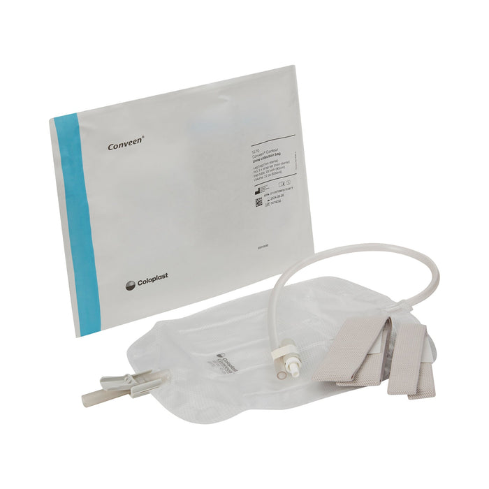 Coloplast-5170 Urinary Leg Bag Conveen Security+ Anti-Reflux Valve Sterile 600 mL Polyethylene / Flocked