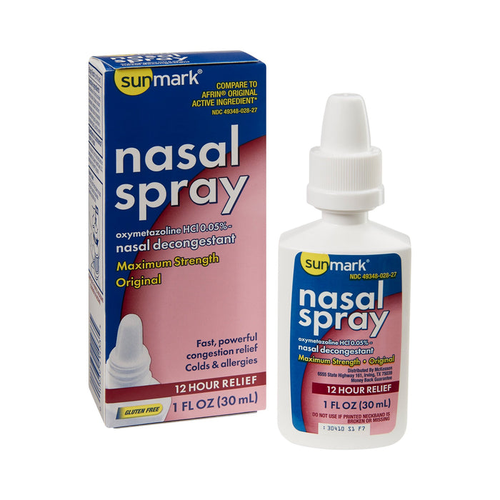 McKesson-49348002827 Sinus Relief sunmark 0.05% Strength Nasal Spray 1 oz.
