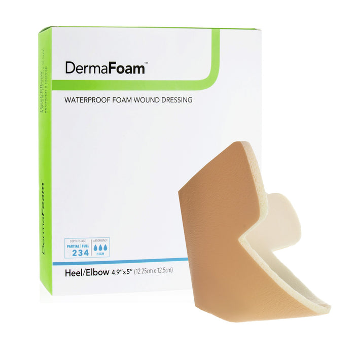 DermaRite Industries-00293E Foam Dressing DermaFoam 6 X 7 Inch Elbow / Heel Non-Adhesive without Border Sterile