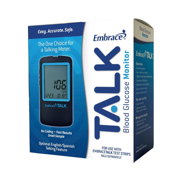 Omnis Health-APX03AB0300 Blood Glucose Meter Embrace 6 Second Results Stores Up To 300 Results with Date and Time No Coding Required