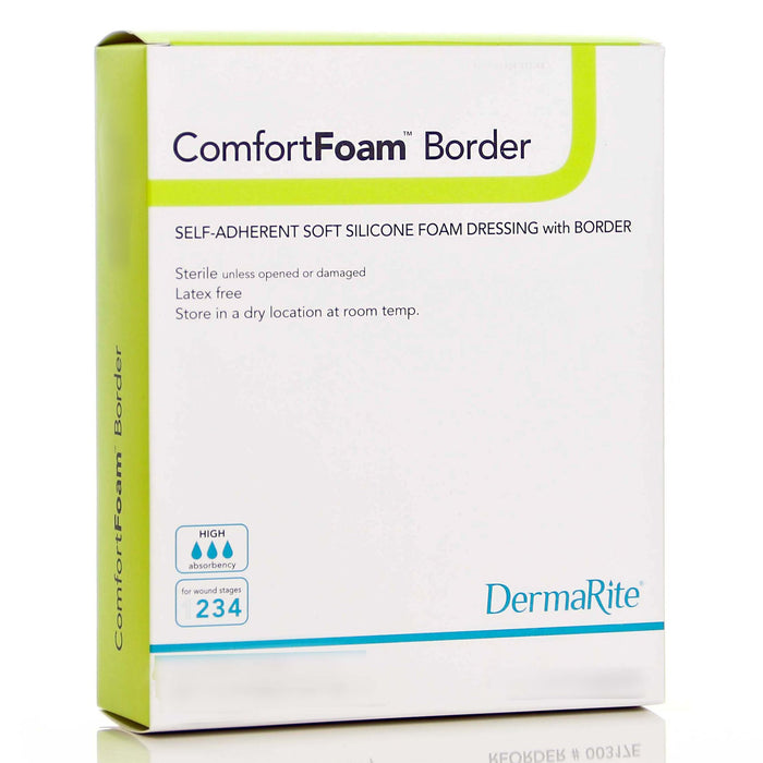 DermaRite Industries-43880 Silicone Foam Dressing ComfortFoam Border 7-1/5 X 7-1/5 Inch Sacral Silicone Adhesive with Border Sterile