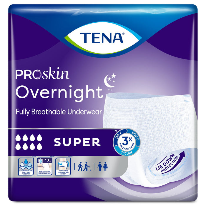 Essity HMS North America Inc-72427 Unisex Adult Absorbent Underwear TENA ProSkin Overnight Super Protective Pull On with Tear Away Seams X-Large Disposable Heavy Absorbency