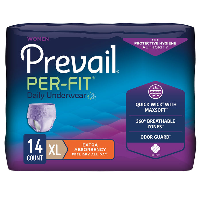 First Quality-PFW-514 Female Adult Absorbent Underwear Prevail Per-Fit Women Pull On with Tear Away Seams X-Large Disposable Moderate Absorbency