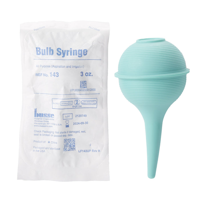 Busse Hospital Disposables-143 Ear / Ulcer Bulb Syringe 3 oz. Disposable Sterile Poly Pouch PVC