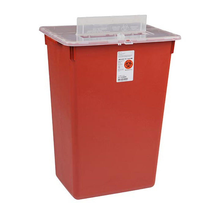 Cardinal-31143665 Sharps Container Sharps-A-Gator 15-1/2 H X 21-1/2 W X 12 D Inch 10 Gallon Red Base / Clear Lid Horizontal Entry
