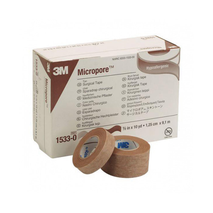 3M-1533-0 Medical Tape 3M Micropore Easy Tear Paper 1/2 Inch X 10 Yard Tan NonSterile