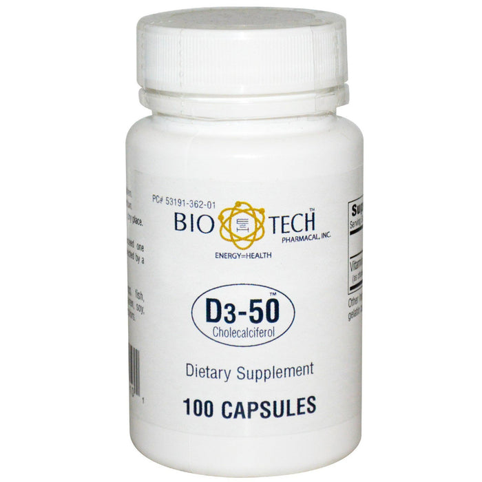 Bio Tech Pharmacal-53191036201 Vitamin Supplement Bio Tech Vitamin D3 50000 IU Strength Capsule 100 per Bottle