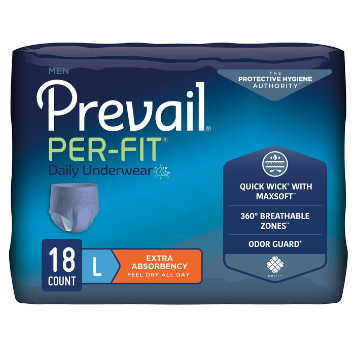First Quality-PFM-513 Male Adult Absorbent Underwear Prevail Per-Fit Men Pull On with Tear Away Seams Large Disposable Moderate Absorbency