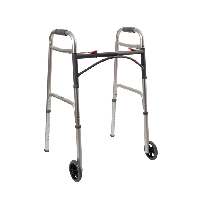 McKesson-146-10210-4 Folding Walker Adjustable Height Aluminum Frame 350 lbs. Weight Capacity 32 to 39 Inch Height