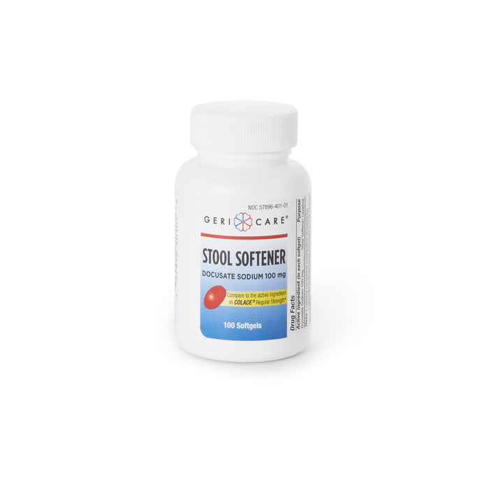 McKesson-401-01-GCP Stool Softener Geri-Care Softgel 100 per Bottle 100 mg Strength Docusate Sodium