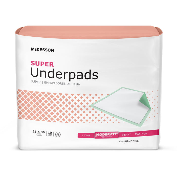 McKesson-UPMD2336 Underpad Super 23 X 36 Inch Disposable Fluff / Polymer Moderate Absorbency