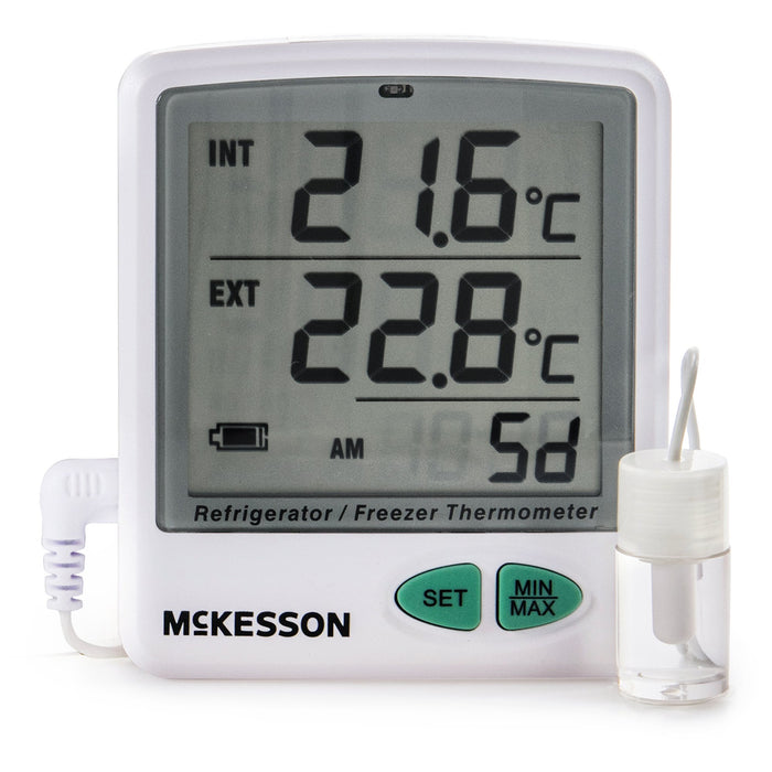McKesson-MCK80021P Datalogging Refrigerator / Freezer Thermometer with Alarm Fahrenheit / Celsius -50° to +158°F (-50° to +70°C) Flip-out Stand Battery Operated