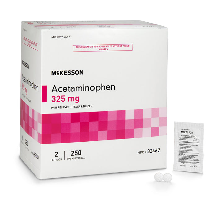 McKesson-82467 Pain Relief Brand 325 mg Strength Acetaminophen Unit Dose Tablet 250 per Box