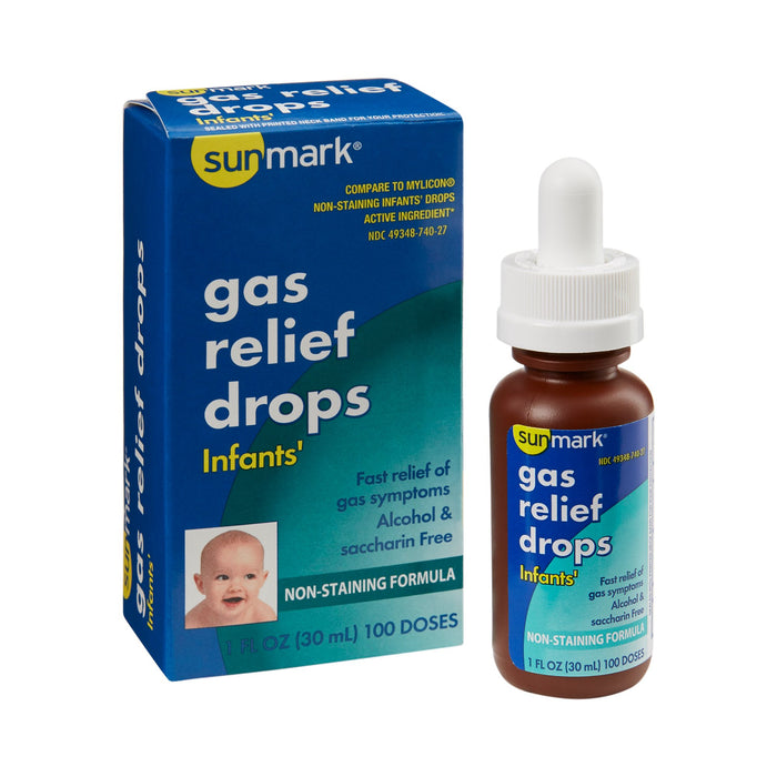 McKesson-49348074027 Infant Gas Relief sunmark 20 mg / 0.3 mL Strength Oral Drops 1 oz.