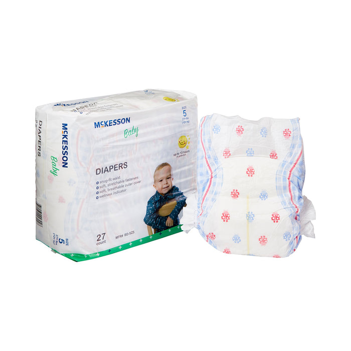 McKesson-BD-SZ5 Unisex Baby Diaper Size 5 Disposable Moderate Absorbency