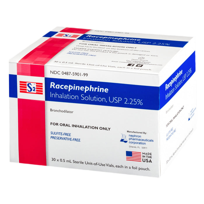 Nephron Pharmaceutical-00487590199 Nephron Inhalation Solution Racepinephrine 2.25% Solution Vial 0.5 ml Box/30