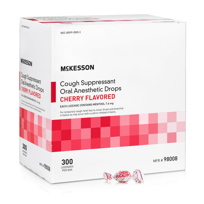 McKesson-98008 Cold and Cough Relief Brand 7.6 mg Strength Lozenge 300 per Box