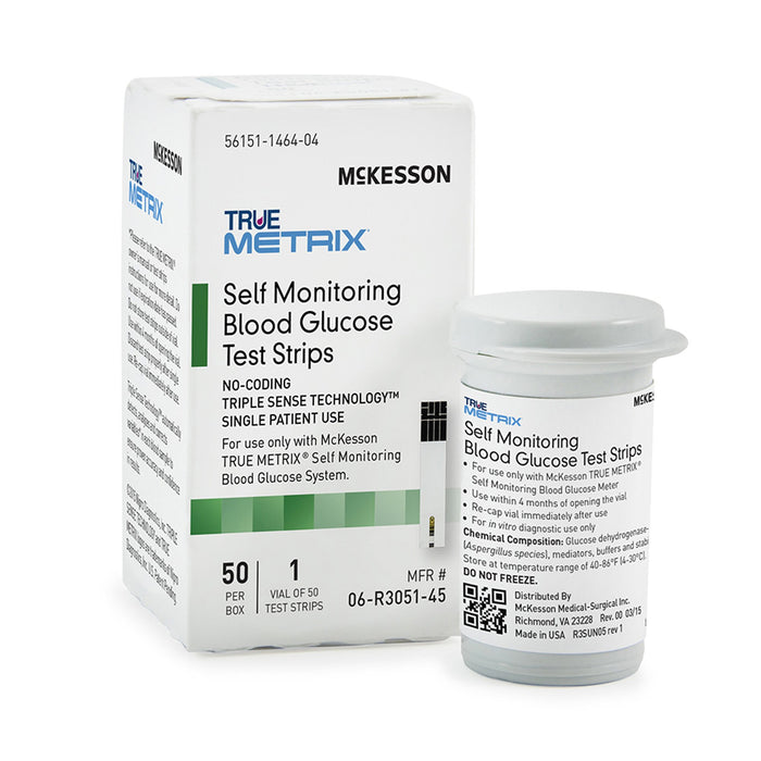 McKesson-06-R3051-45 Blood Glucose Test Strips TRUE METRIX 50 Strips per Box For TRUE METRIX Self Monitoring Blood Glucose System