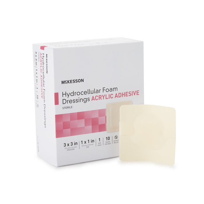 McKesson-16-4670 Foam Dressing 3 X 3 Inch Square Acrylic Adhesive with Border Sterile