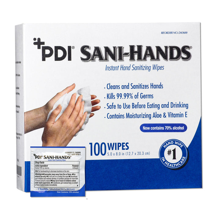Professional Disposables-D43600 Hand Sanitizing Wipe Sani-Hands 100 Count Ethyl Alcohol Wipe Individual Packet