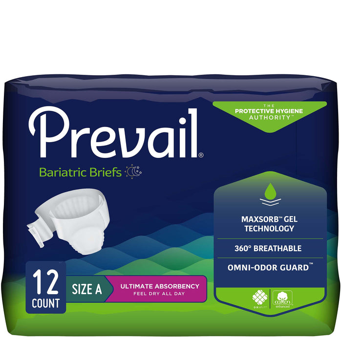 First Quality-PV-017 Unisex Adult Incontinence Brief Prevail Bariatric A 2X-Large Disposable Heavy Absorbency