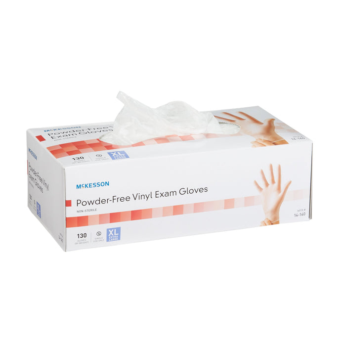 McKesson-14-140 Exam Glove X-Large NonSterile Vinyl Standard Cuff Length Smooth Clear Not Chemo Approved