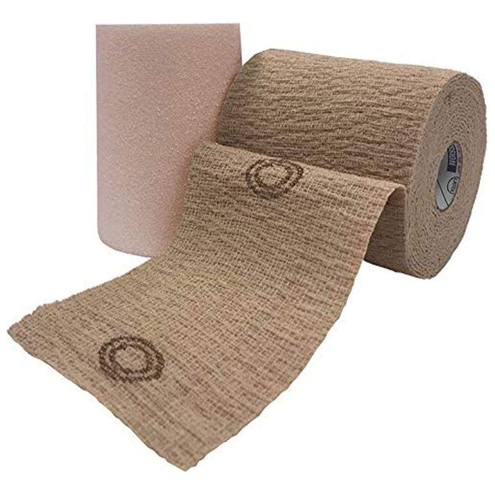 Andover Coated Products-8840UBC-TN 2 Layer Compression Bandage System CoFlex TLC Calamine with Indicators 4 Inch X 6 Yard / 4 Inch X 7 Yard 20 to 30 mmHg Self-adherent / Pull On Closure Tan NonSterile