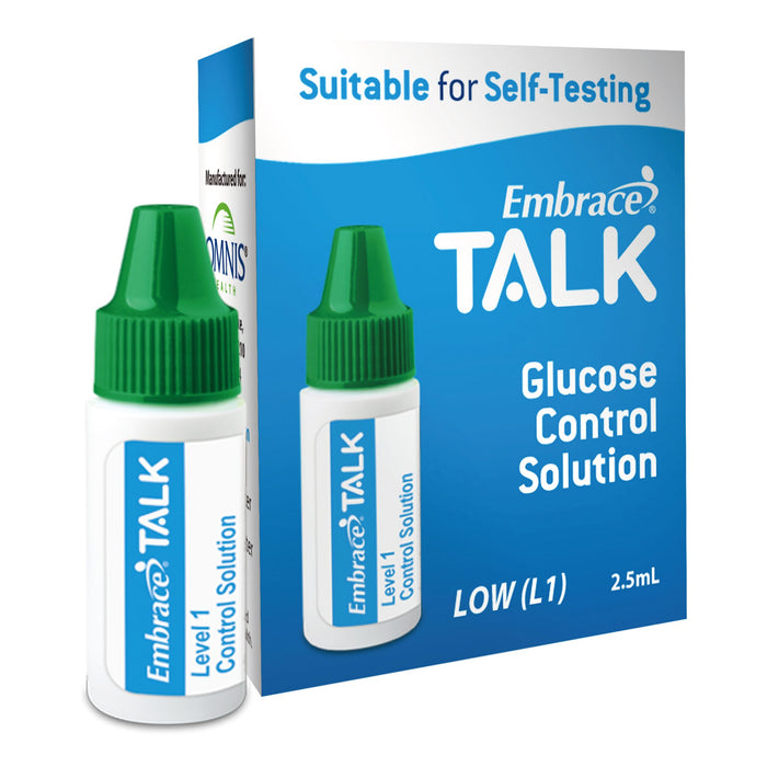 Omnis Health-APX03AB0318 Blood Glucose Control Solution Embrace Talk Blood Glucose Testing 2.5 mL Level 1