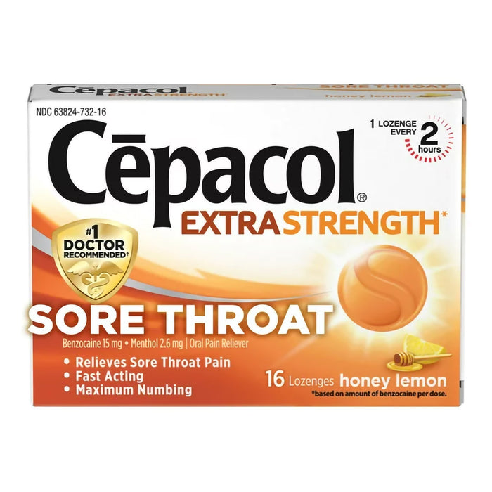 Reckitt Benckiser-63824073216 Sore Throat Relief Cepacol Extra Strength 15 mg - 2.6 mg Strength Lozenge 16 per Box