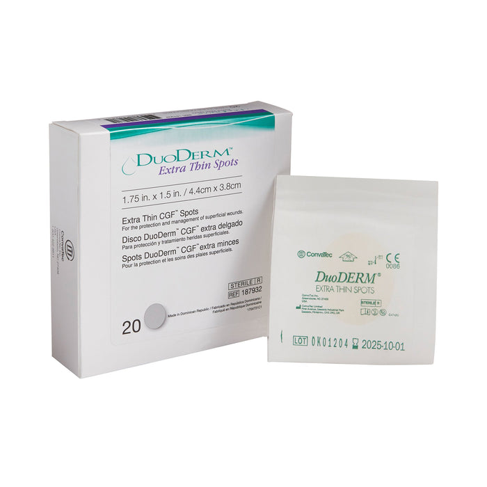 ConvaTec-187932 Hydrocolloid Dressing DuoDERM Extra Thin 1-1/2 X 1-3/4 Inch Spot Sterile