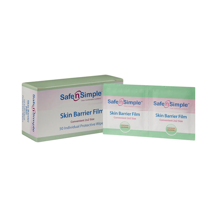Safe N Simple-SNS81850 Skin Barrier Wipe Safe N Simple 43% / 20% Strength Isopropyl Alcohol / Butyl Ester of PVM/MA Copolymer Individual Packet NonSterile