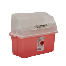 Cardinal-31353603 Sharps Container GatorGuard Jr 14 H X 13 W X 6 D Inch 1.25 Gallon Translucent Red Base / Clear Lid Horizontal Entry