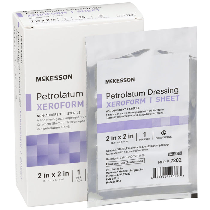 McKesson-2202 Xeroform Petrolatum Impregnated Dressing 2 X 2 Inch Gauze Bismuth Tribromophenate (Xeroform) Sterile
