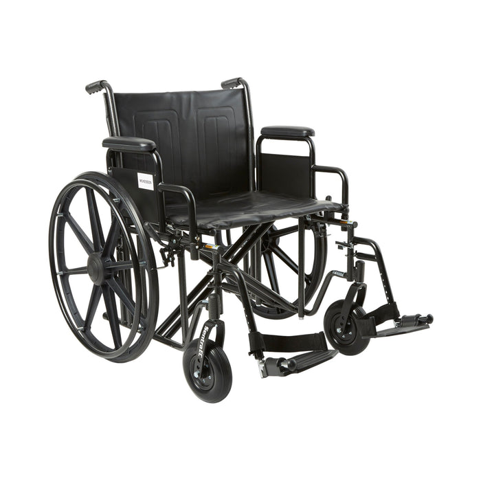 McKesson-146-STD22ECDDA-SF Bariatric Wheelchair Dual Axle Desk Length Arm Swing-Away Footrest Black Upholstery 22 Inch Seat Width Adult 450 lbs. Weight Capacity