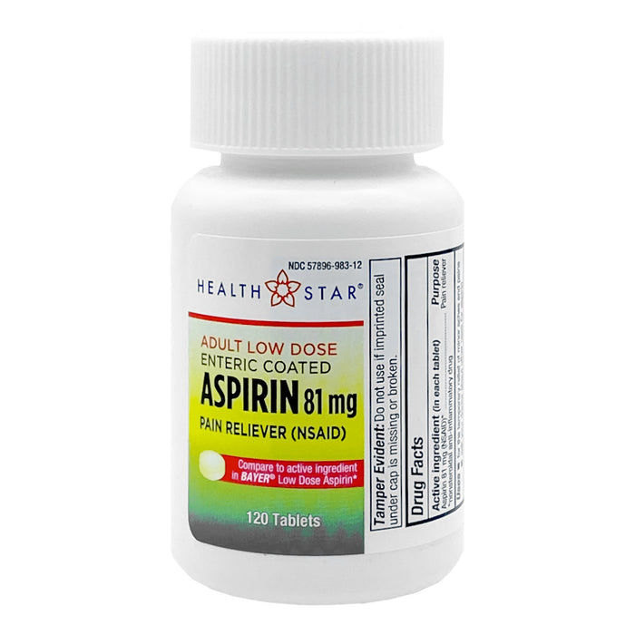 McKesson-983-12-HST Pain Relief 81 mg Strength Aspirin Tablet 120 per Bottle