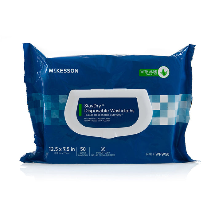 McKesson-WPW50 Personal Wipe StayDry Soft Pack Aloe / Vitamin E Scented 50 Count