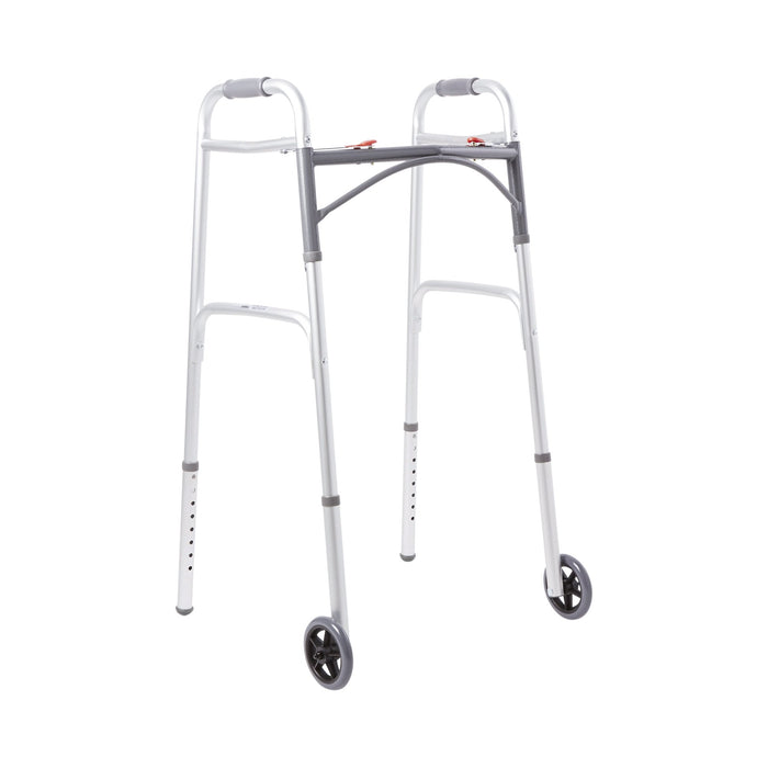 McKesson-146-10210-1 Folding Walker Adjustable Height Aluminum Frame 350 lbs. Weight Capacity 32 to 39 Inch Height