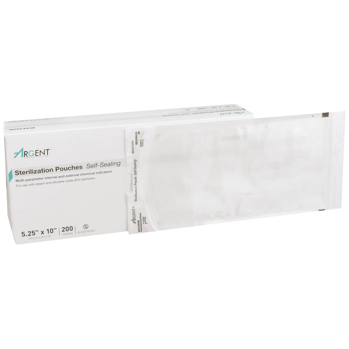 McKesson-73-SSP382 Sterilization Pouch Argent Sure-Check Ethylene Oxide (EO) Gas / Steam 5-1/4 X 10 Inch Transparent / Blue Self Seal Paper / Film