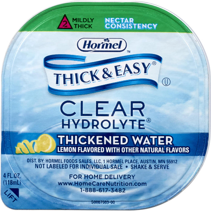 Hormel Food Sales-23061 Thickened Water Thick & Easy Hydrolyte 4 oz. Portion Cup Lemon Flavor Ready to Use Nectar Consistency