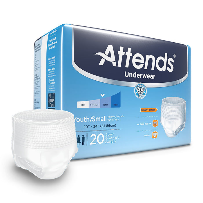 Attends Healthcare Products-APP0710 Unisex Adult / Youth Absorbent Underwear Attends Advanced Pull On with Tear Away Seams Small Disposable Heavy Absorbency