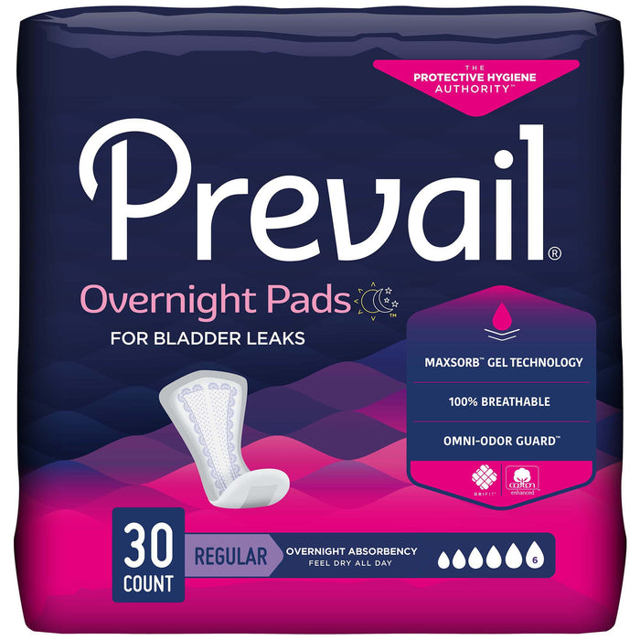 First Quality-PVX-120 Bladder Control Pad Prevail Daily Pads Overnight 16 Inch Length Heavy Absorbency Polymer Core One Size Fits Most Adult Female Disposable